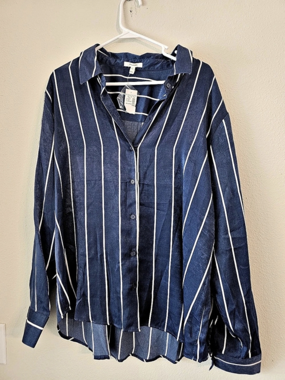 Maurices Striped Button Down Blouse in Blue XXL NWT